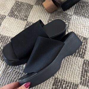 Black Women's Platform Slide Sandals